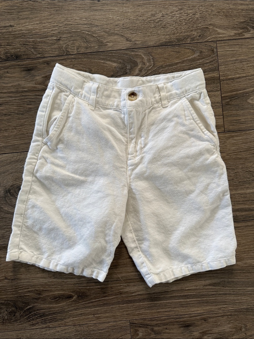 Janie and Jack boys linen blend white boys shorts sz 5 years
